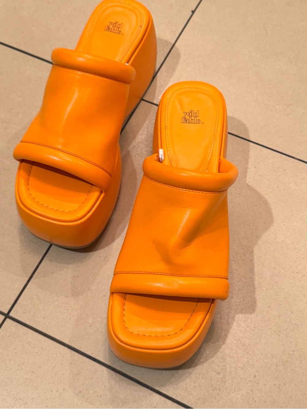 wild fable Bright Orange Platform Slide Sandals